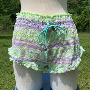 Victoria’s Secret Neon Crochet Lace Shorts Lingerie Beachwear Size Small